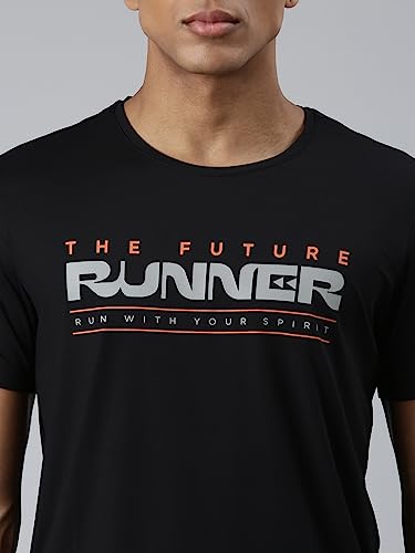 Image of XTEP Cool Technology (Superior Heat Dissipation Technology), Cool Family (Innovative Silky Material), Skin Friendly, Elastic Running T-Shirt for Men (Black)