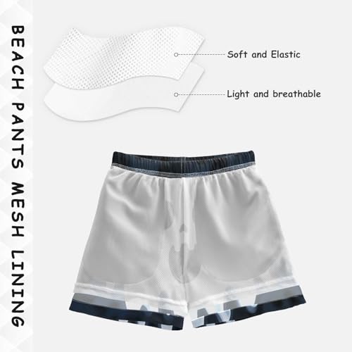 Pigsaly Boys' Swim Board Shorts Halloween Scary White Ghost Boy's Swim Trunks Kids Swimwear S4