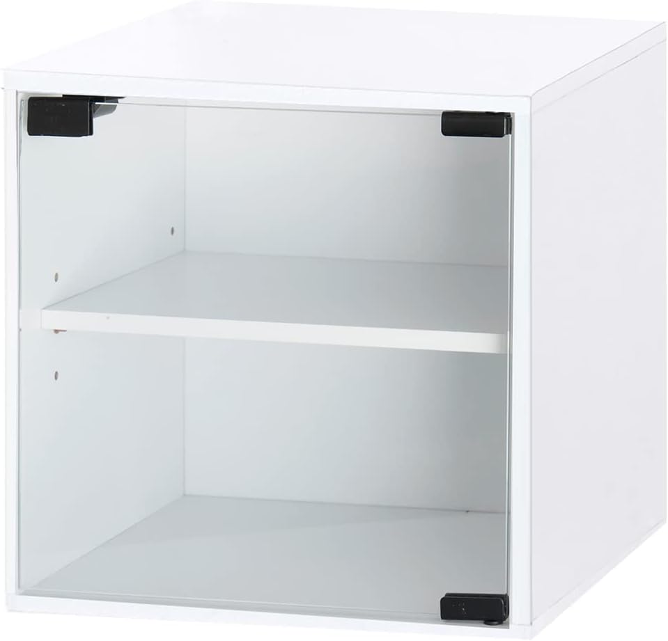 Cube Box, Freely Combined, B Type with Glass Door (White) Width 13.6 inches (34.5 cm), Free Layout, Color Box, Open Rack, Storage