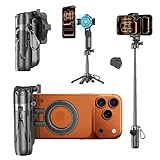 Gladgogo Magnetischer Selfie Stick Stativ mit Magnet,4 in 1 Bluetooth Tragbarer Handy Stativ Ständer mit Abnehmbar Federklemme,360° Drehung Mini-Vierbeinstativ Handyhalterung für iPhone/Samsung