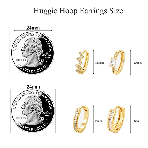 Small Gold Huggie Hoop Earrings Set for Women, Hypoallergenic Twisted Cartilage Hoops Lightweight, Tiny Diamond Hoop Earrings Jewelry for Multiple Piercing2