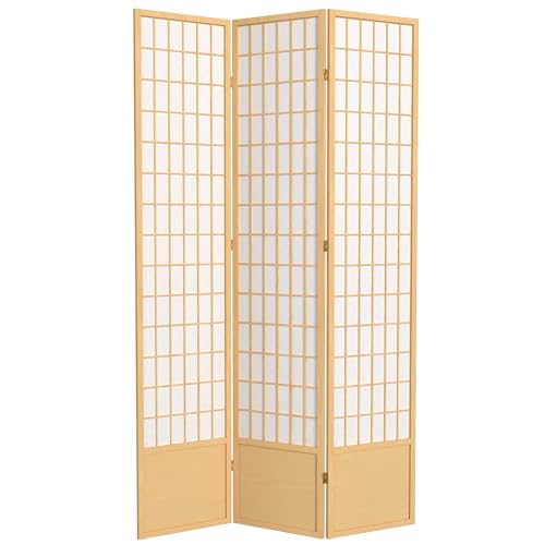 Red Lantern 7 ft. Tall Window Pane Shoji Screen -