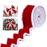 【THÈME DE NOËL】Le ruban velours arbore une riche teinte rouge traditionnelle de Noël, un choix intemporel idéal pour les décorations festives classiques. Les bordures rouge vif et blanc du ruban s'harmonisent parfaitement avec l'esprit festif, créant une ambiance chaleureuse et joyeuse.