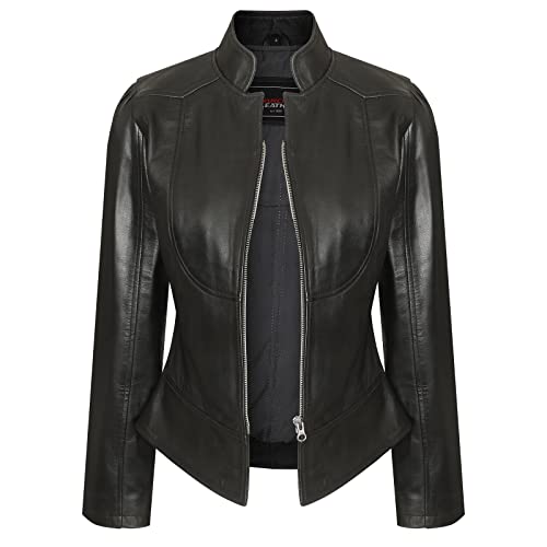 Vance Leathers' 'Maya' Ladies Premium Soft Lightweight Black Fitted Leather Jacket (As1, Alpha, L, Regular, Regular, Black) #TOP1