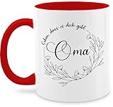 Tasse Tassen 325ml - Großmutter - Schön, dass es dich gibt Oma - mit Blumenkranz - 325 ml - Rot - oma-tasse omi omas teetasse geschenke für omis omilein grandma geschenk granny enkelkinder oma,