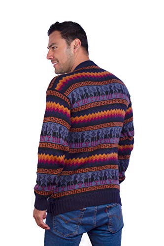 Crewneck Navy Blue Alpaca Sweater for Men - Winter Pullover3