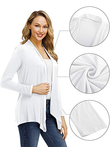 SATINIOR Womens Open Front Long Sleeve Lightweight Soft Basic Cardigan (Black, M)