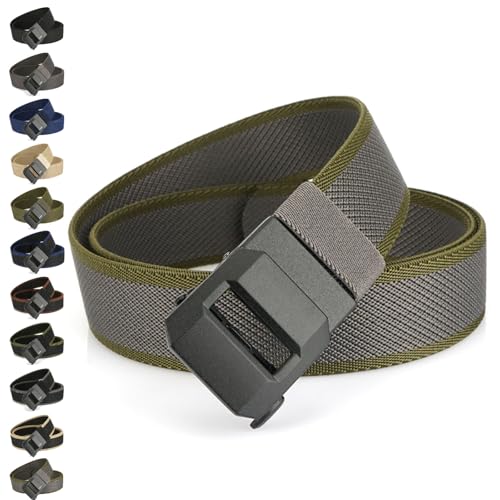 Joyeloo Belt for Men, Joyeloo Ratchet Belt Tactical, Automatic Buckle Stretch Nylon Belts for Men, Adjustbale Buckle