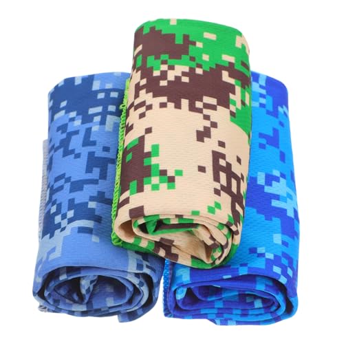 GRIRIW 2sets 3pcs Summer Cooling Towels Quick Dry Printed Coldness Sense Towels for Outdoor Sports Camouflage Design Breathable Absorbent for Camping Gym Hiking and More 3pcs*2