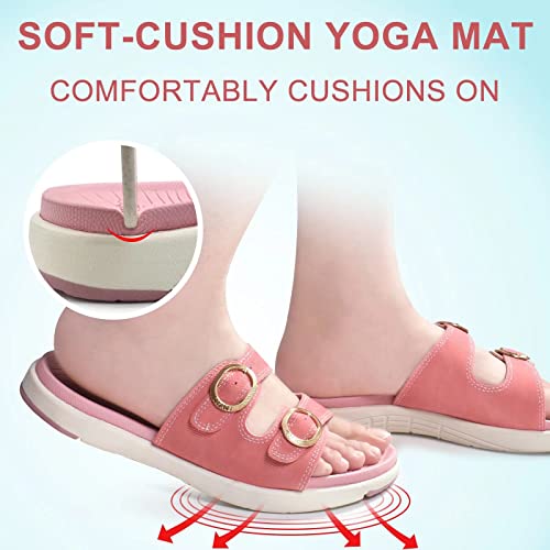 Coface Womens Orthotic Slides Comfort Plantar Fasciitis Arch Support Slip On Flat Sandals Ladies Soft Cushion Fashion Yoga Mat Slippers With Adjustable Straps, Pink Size 8 #TOP3