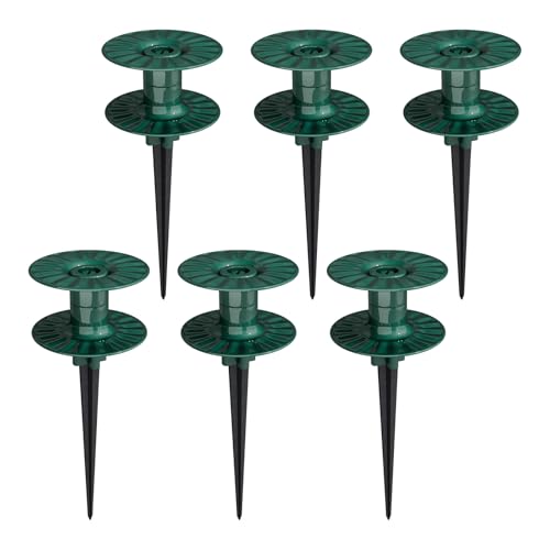 Zapdos 6 Pack 10 Inch Heavy Duty Garden Hose Guide Stakes, Dark Green Plastic Spikes with Rotatable Spin Top, Anti-Kink Hose Supports to Protect Flower Beds & Lawn Plants for Outdoor Yard Watering by Zapdos - Used condition - US$15.67