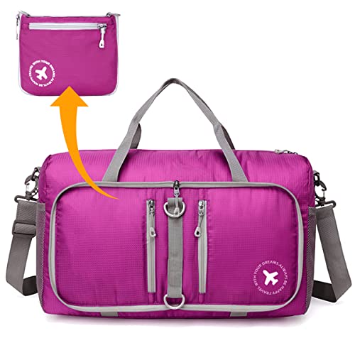 Bolsa De Viaje Con Ruedas Plegable | De Tela Oxford, Impermeable, Con Asa Retráctil Y Gran Capacidad, Para Negocios, Deportes Y Playa