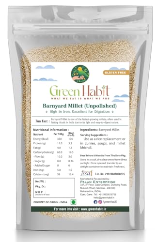 Green Habit Barnyard Millet (Sanwa/Shyama/Jhangora) - Unpolished,...