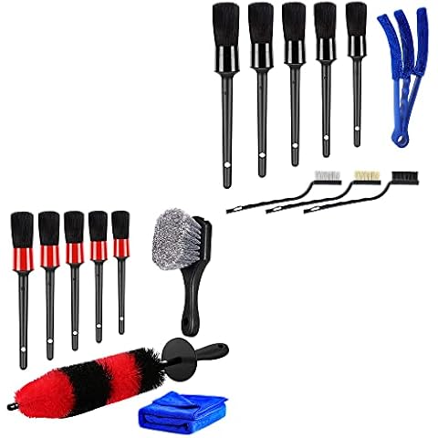 HMPLL Detailing Brushes Set Boundle Wheel Brush Set, Include Car Detailing Brushes, Wheel Brush, Tire Brush, Wire Brush, Vent Brush and Car Towel Cover