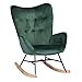 HOMYCASA Sedia a dondolo Rocker Relax Lounge Sedia in tessuto Sedia per allattamento reclinabile Sedia rilassante Pulsante Decor lino con seduta imbottita (verde)