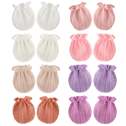 BQUBO Newborn Infant Toddler Mittens No Scratch Elastic Wrist Gloves Hypoallergenic for 0-6 Months Baby Boys Girls