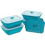 Collapse-it 2-Pack 6-Cup Silicone Vegetable Steamers - Collapsible Microwave Safe Cookware Great for...