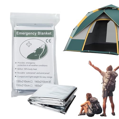 Mantas de supervivencia para frío extremo | Equipo portátil reflectante de calor, mantas de supervivencia al aire libre | Para adultos hombres mujeres al aire libre camping senderismo invierno lluvia