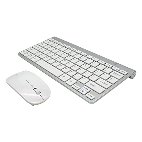 USonline911 Premium Quality Silver Mini Wireless Keyboard and Mouse Set Waterproof 2.4G for Mac Apple PC Computer