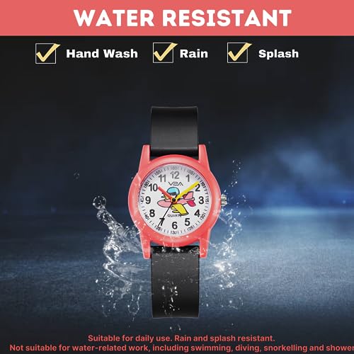Image of V2A Resin Analog Aeroplane Print Dial Cute Watch For Kids And Toddlers Unisex-Child Between 2 To 8 Years Of Age Black Band 30 M Waterproof Watches For Kids, Dial White, Band Gold