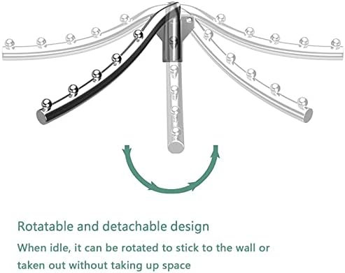 Folding Wall Mounted Clothes Hanger, Wall Mount Drying Rack, Stainless Steel Wall Clothes Coat Hanger Rack Clothes Hook with Swing Arm Holder for Closet Storage Organizer Bathroom Bedroom Laundry Room