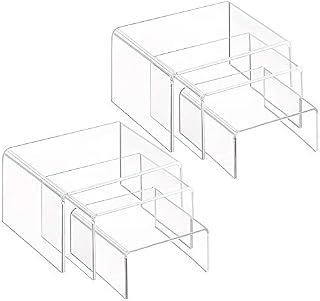 Clear Acrylic Display Risers, Showcase Shelf for Jewelry ,Figures, Buffets and Cupcakes, 2 Sets