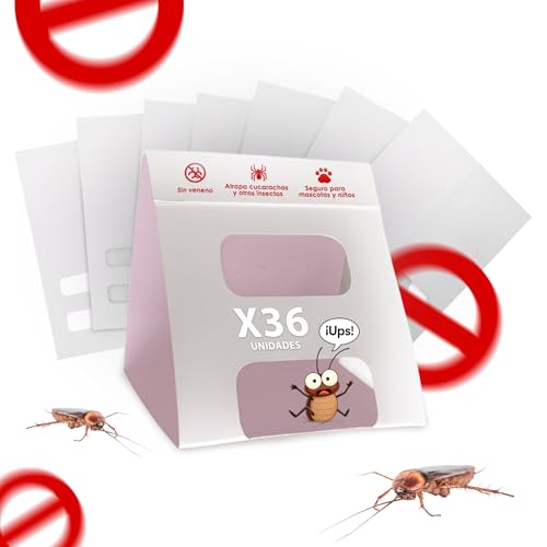 Trampas Cucarachas Adhesivas 36 Unidades, Cebo Cucarachas – Sin Veneno, Seguras para Mascotas y Niños – Cucarachas Eliminar Profesional para Casa, Cocina y Baño