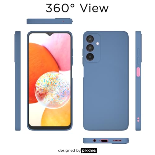 Image of Outlouders Back Cover for Samsung Galaxy A14 4G / A14 5G | Camera Protection | Durable Soft Matte Silicone Bumper Case (Aqua Blue)