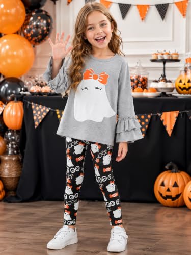 Image of Little Girls Outfits 2 Piece Toddler Long Sleeve Sweatshirt Leggings Pants Fall Winter Clothing Set 2-10 Years