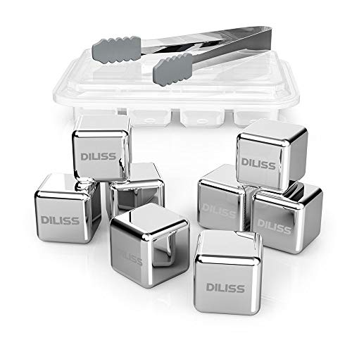 DILISS Stainless Steel Chilling Reusable Ice Cubes for whiskey, vodka, liqueurs, white wine and more, Pack of 8