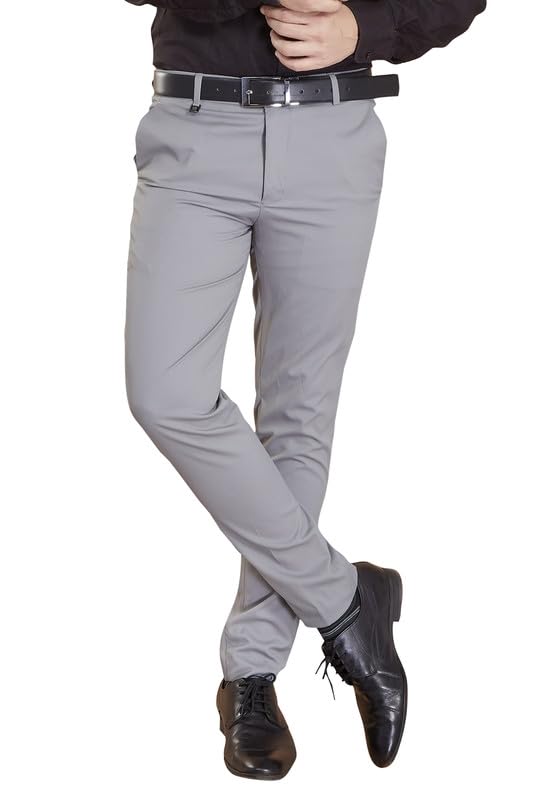 kamok Men Ankle Fit Stretchable Formal Trouser Wrinkle Resistant Tailored Fit Office Wear Pant-picture-34