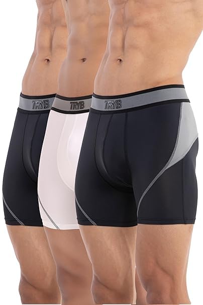 Image of TRYB Sports Underwear for Men | Stretchable Active-H Trunk Semi Compression Shorts | Trunks for Running & Gym Workout | Quick Dry, Breathable & Anti Chafing | Sports Innerwear Boxers