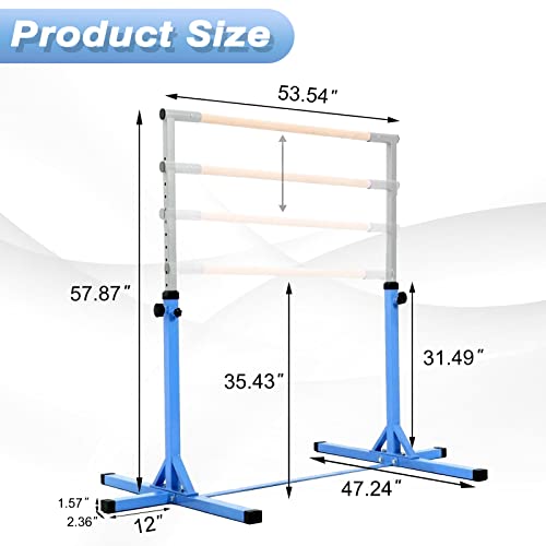 Paname Expandable Gymnastics Kip Bars, 3' To 5' Adjustable Height Horizontal Bars, Home Gym Equipment For Junior Training Monkey Bars For Kids Indoor (Blue) #TOP2