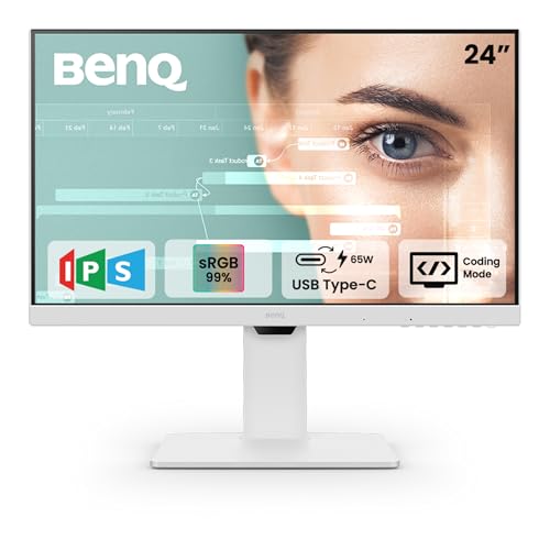 Image of BenQ GW2486TC 24 inch IPS 100Hz Full HD Coding Monitor |USB-C(65W PD)| Daisy Chain| 99% sRGB| Coding Mode| Height Adjust|HDMI| DP| USB Hub| 2Wx2 Speakers| Eye Care| Noise Cancelling Microphone (White)