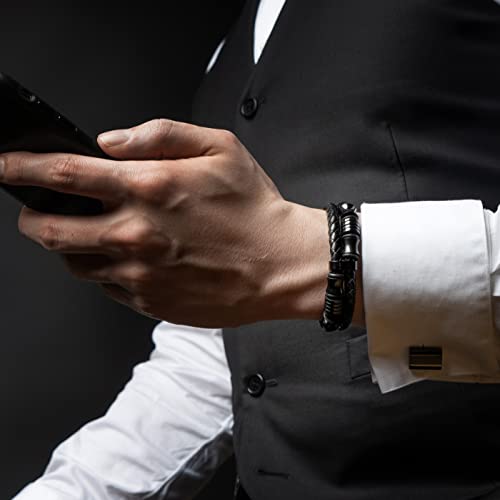 Image of SERASAR Premium Leather Bracelet Men | Stainless Steel Magnetic Clasp | Three Colors | Jewelry Box Included