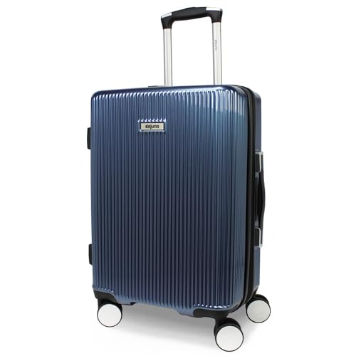 World Traveler Dejuno Monarch Lightweight Hardside Polycarbonate Expandable Spinner Luggage with TSA Lock, Iron Blue, 20-inch Carry-On
