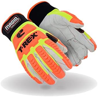MAGID T-REX Primal Series TRX510 Cotton Blend Corded Palm Impact Glove – Cut Level A2 (1 Pair), 9/L, Neoprene Cuff | Thumb Saddle: Yes