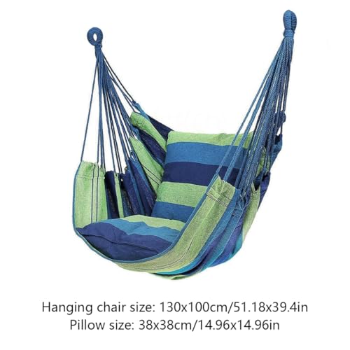 Hamaca columpio verde 100x130cm resistente 300 Lbs con 2 cojines incluidos 4