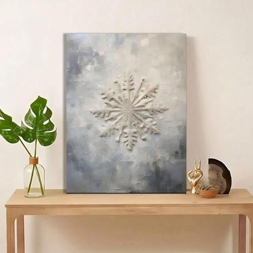 Art neutre flocons de neige et tableau paysage rustique