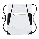 Packable Drawstring Sackpack Wet Pocket with Zipper and Water Bottle Mesh Pockets (white)