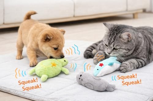 Juguetes de peluche con chirrido para perros y gatos, pack de 3 miniatura 5
