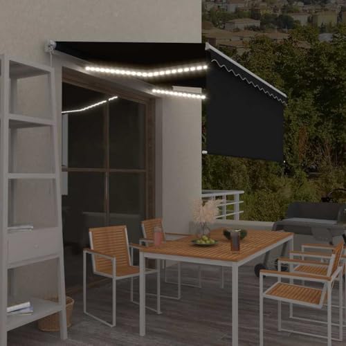 Auvent rétractable manuel extérieur anthracite avec store vertical et LED de terrasse - 3