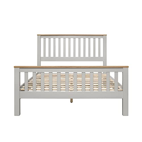 Harper & Bright Designs 3-Piece Full Bedroom Set, Country Style Wooden Bedroom Furniture Set Included Full Size Bed Frame, Nightstand And 6 Drawers Chest For Kids Teens Adults, Grey+Oak #TOP6