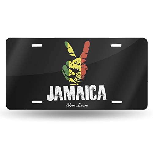 Kiuloam Jamaica Graphic Design 12X6 Inch License Plate Cover,Aluminum Novelty License Plates,Decorative Car Front License Plate Vanity Tag For Women Girls #TOP2