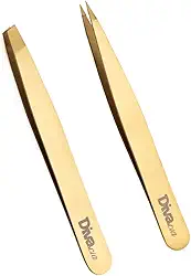 Kit 2 Pinças para Sobrancelhas Pinça Chanfrada e Agulha Profissional de Alta Precisão, Esterilizável em Autoclave, Kit de Pinças para Design de Sobrancelhas