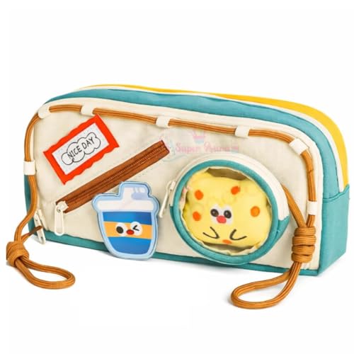 Image of Invite Cute Food Pencil Case for Kids, 4 Layer Large Capacity Pencil Pouch with 3 Compartments, Cartoon Aesthetic Stationery Organizer for School, Gift for Boys & Girls (Olive Green)