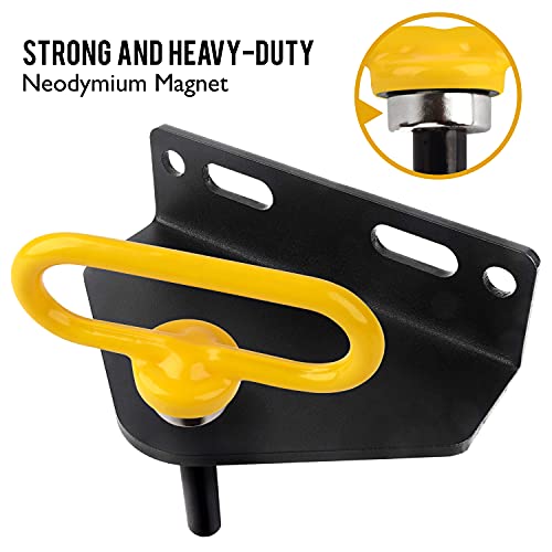 Yellow Magnetic Hitch Pin - Lawn Mower Trailer Hitch Pins - Ultra Strong Neodymium Magnet Trailer Gate Pin For Simple One Handed Hook On & Off - Securely Hitch Lawn & Tow Behind Attachments #TOP1
