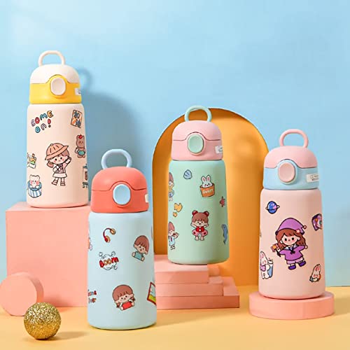 Garrafa Térmica Infantil de Inox Garrafa Escolar Criança Água Suco Garrafinha Kids (Rosa)