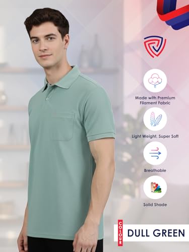 Image of Lux Cozi Men's Cotton Blend Polo T-Shirt with Chest Pocket | Collar T-Shirts for Men | Half Sleeves | Plain - Regular Fit (Pack of 2)