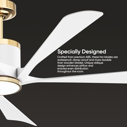 TXCSLY 52" Ceiling Fans with Lights and Remote, Modern Ceiling Fan with Light, Indoor Outdoor Ceiling Fan for Living Room, Bedroom, 5 Blade 3 Color Temperature LED Dimmable (White & Gold) by TXCSLY - Image 7